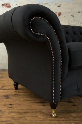 Canapé original Chesterfield JVMoebel, canapé en tissu gris 185 cm.