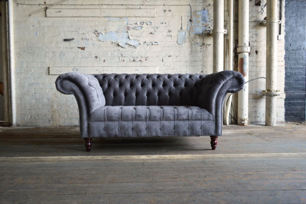 Canapé Chesterfield 2 places Canapé Canapés Salon Design Sofa Gris Neuf