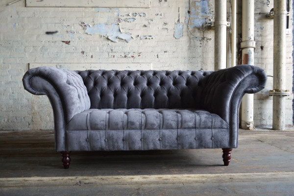 Canapé Chesterfield 2 places Canapé Canapés Salon Design Sofa Gris Neuf