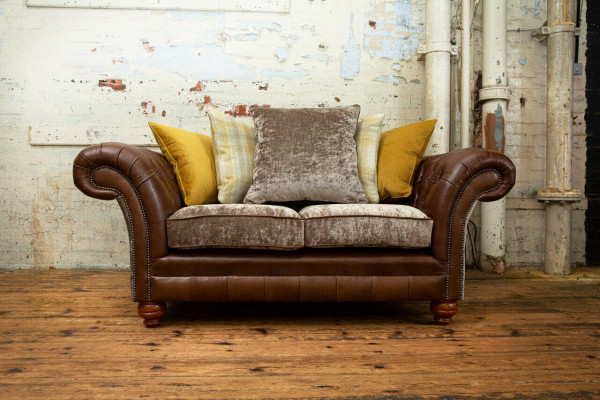Chesterfield canapé 2 places canapé en cuir canapé rembourré siège garniture deux places neuf