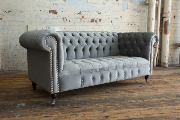 Canapé Chesterfield 3 places, canapé design, canapé en tissu, canapé trois places.