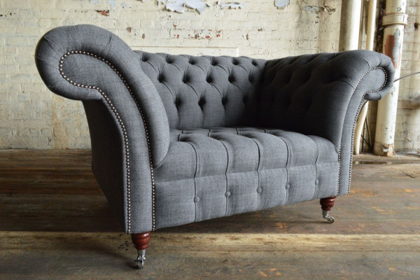 Chesterfield Design Canapé en Tissu Fauteuil 1.5 Places Canapés Lounge Neuf Club