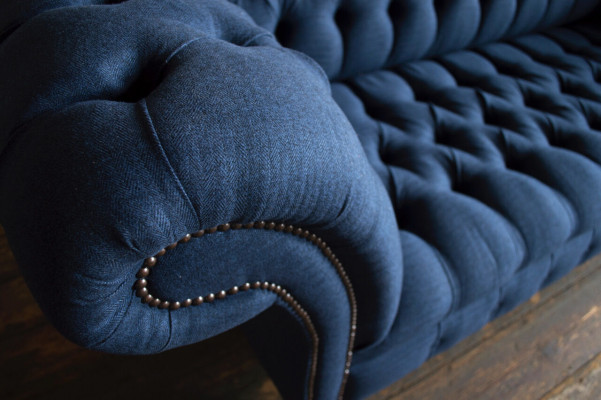 Chesterfield Canapé Couch Textile Tissu Coussin Canapés Sofas Sofa Rembourrage Velours 3 Places