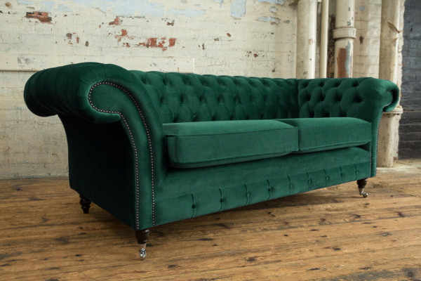 Canapé Chesterfield 3 places tissu rembourré canapé cuir.