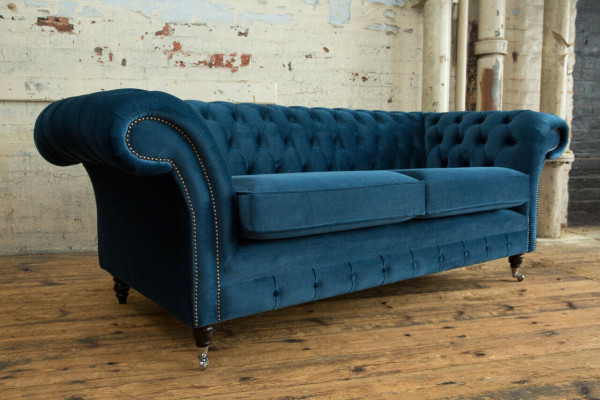Canapé Chesterfield 3 places tissu rembourré canapé cuir.
