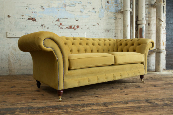 Canapé Chesterfield 3 places tissu rembourré canapé cuir.