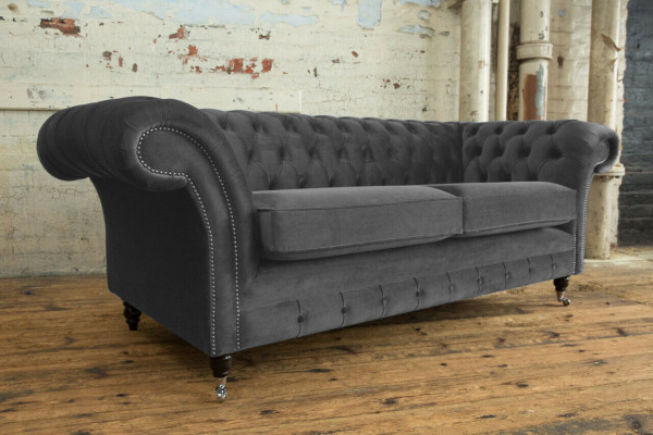 Canapé Chesterfield 3 places tissu rembourré canapé cuir.