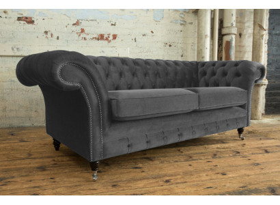 Canapé Chesterfield 3 places tissu rembourré canapé cuir.