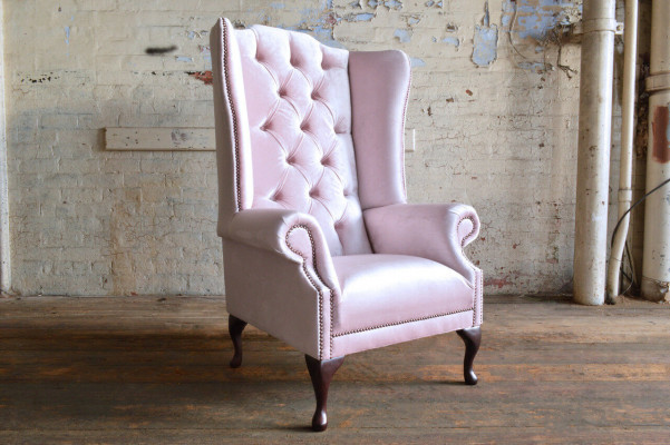 Fauteuil Chesterfield Wingback canapé relax rembourré en velours, cuir, tissu, neuf.