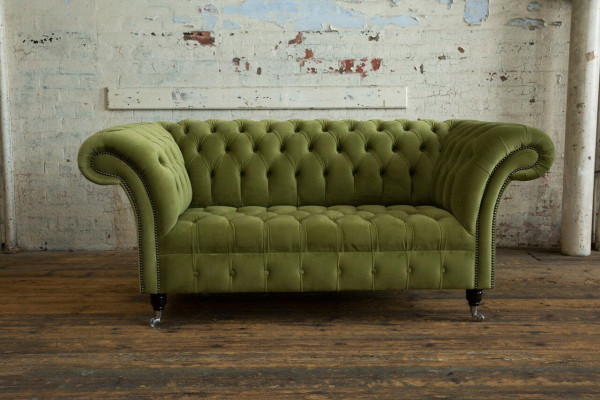 Canapé Chesterfield 2 places rembourré en textile, tissu, cuir, canapés, sofa.
