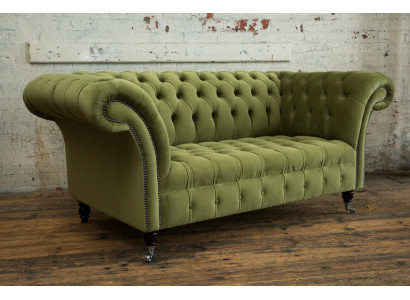 Canapé Chesterfield 2 places rembourré en textile, tissu, cuir, canapés, sofa.