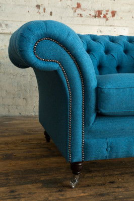 Canapé bleu sofa coussins Chesterfield sièges tissu textile cuir canapés neufs