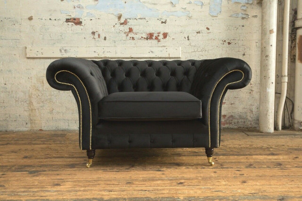Canapé Chesterfield en tissu, fauteuil 1,5 places, canapé lounge, neuf, club.