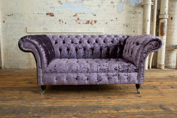 Canapé Chesterfield rembourré tissu canapés sofa ensemble de sièges repose-bras neuf 2 places