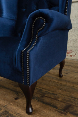 Fauteuil en velours Chesterfield Sofa Canapé Design Luxe Canapé Relax Télévision Nouveau