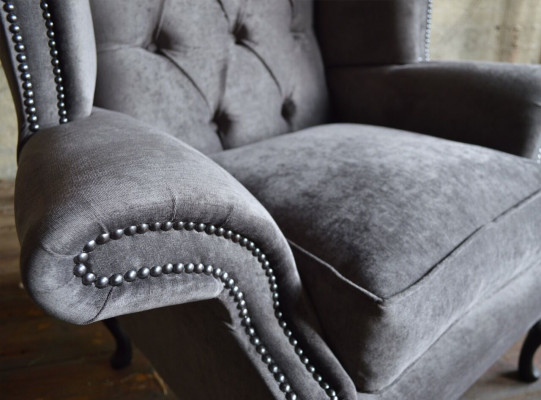 Chesterfield fauteuil canapé télé 1 place canapé textile tissu canapé rembourré