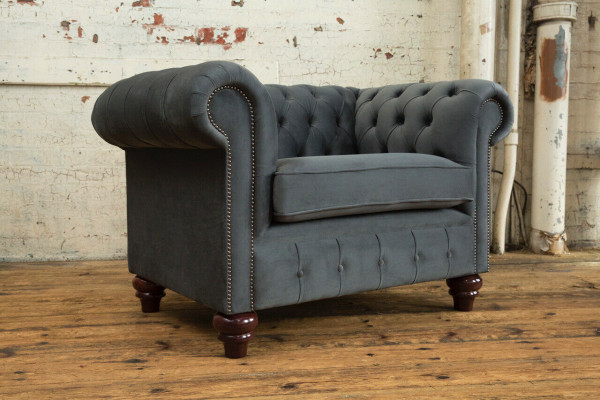 Fauteuil design Chesterfield canapé rembourré en textile de luxe 1 place fauteuil individuel
