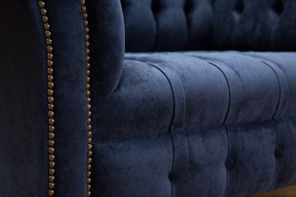 Fauteuil Chesterfield Sofa rembourré Canapé 1,5 places Fauteuil une place Bleu Tissu