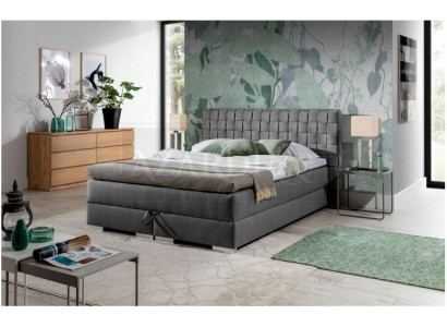 Bett Design Luxus Hôtel Lits 200x200cm Boxspringbett Tissu Gris 200x200cm neuf