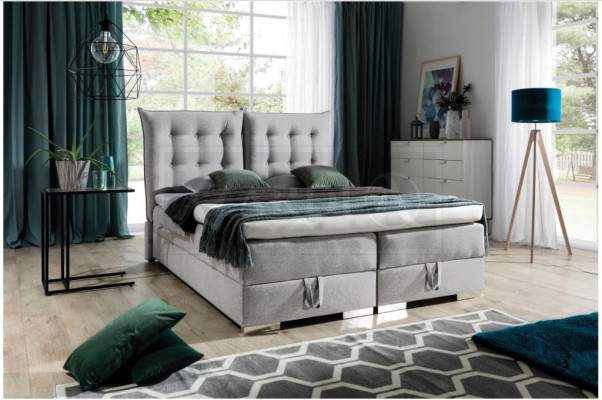 Lit boxspring design classique tapissé lit anglais lit double beige lit.