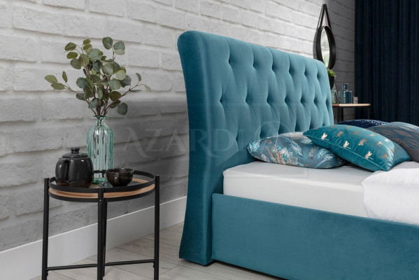 Lit double de luxe design avec coussins 180x200 cm chambre d'hôtel en velours neuf.