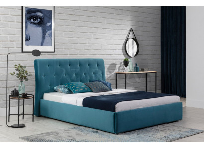 Lit double de luxe design avec coussins 180x200 cm chambre d'hôtel en velours neuf.