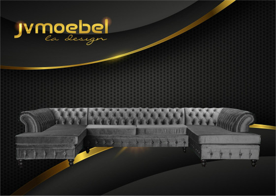 Chesterfield salon canapé ensemble de salon XXL sofa canapés coin rembourré velours