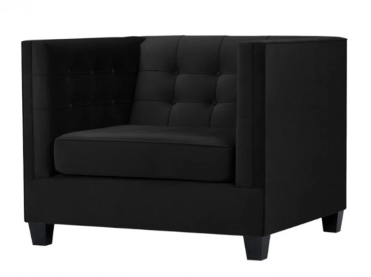 Fauteuil Chesterfield Mobilier Créatif Tissu Noir neuf Salon