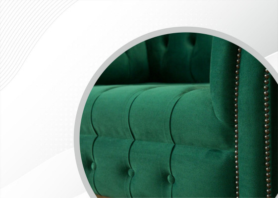 Fauteuil Chesterfield en tissu vert design tapissé neuf créatif salon luxe