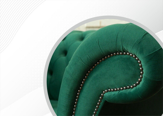Fauteuil Chesterfield en tissu vert design tapissé neuf créatif salon luxe
