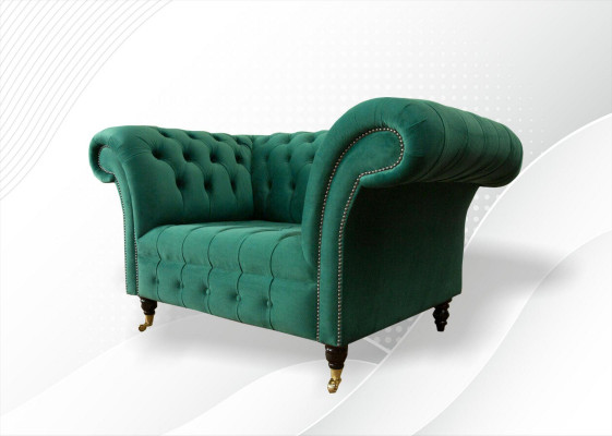 Fauteuil Chesterfield en tissu vert design tapissé neuf créatif salon luxe