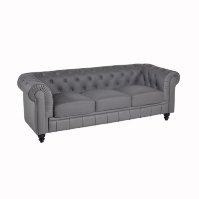 Canapé Chesterfield gris pour bureau, canapé d'accueil en cuir et textile neuf jvmoebel ®