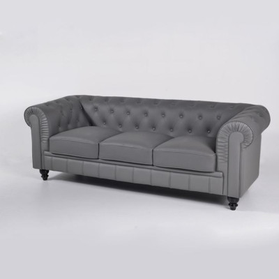 Canapé Chesterfield gris pour bureau, canapé d'accueil en cuir et textile neuf jvmoebel ®