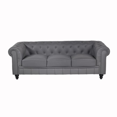 Canapé Chesterfield gris pour bureau, canapé d'accueil en cuir et textile neuf jvmoebel ®
