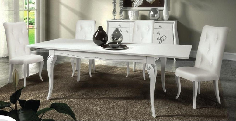 Table à manger extensible XXL tables modernes en bois design blanc neuf.