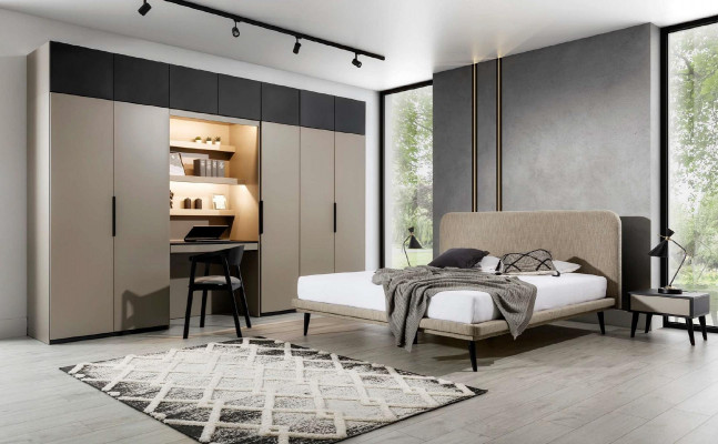Armoire Grise Élégante Design de Chambre en Bois Mobilier Moderne de Luxe Nouveau