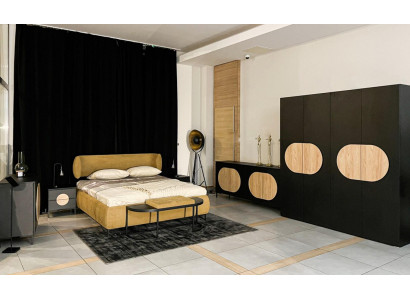 Ensemble de chambre Lit 2x Tables de chevet 2x Commode Armoire Tabouret 7 pièces.