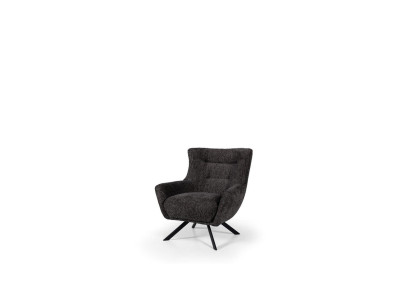 Salon Fauteuil à Oreilles Fauteuil en Tissu Gris Rembourrage Simple Place