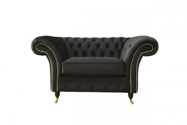 Chesterfield Fauteuil Lounge Canapé Noir Canapé Tissu Moderne Nouveau