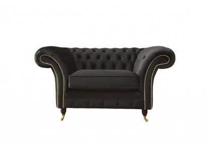 Chesterfield Fauteuil Lounge Canapé Noir Canapé Tissu Moderne Nouveau
