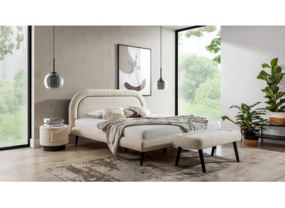 Meubles de chambre modernes Lit douillet Lit de repos Tabouret 2x Tables de chevet