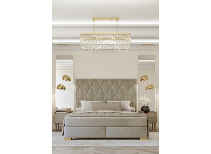 Chambre grise Lit double Tables de chevet design Ensemble luxueux de 3 pièces