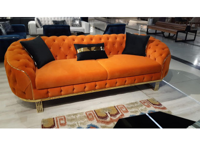 Canapé élégant 3 places Chesterfield Orange Mobilier de salon moderne