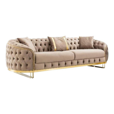 Élégant canapé Chesterfield trois places pour le salon Mobilier luxueux neuf