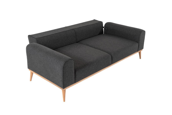 Canapé moderne en tissu de luxe à trois places de couleur grise pour le salon.