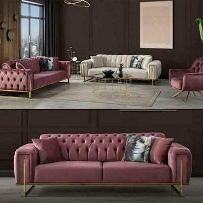 Canapé Chesterfield rose Salon Trois places Rembourrage Canapé 3 places