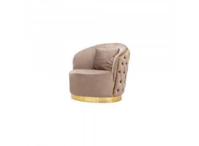 Salle de séjour Designer Fauteuil Chesterfield Beige Rembourrage Meubles Design de Luxe