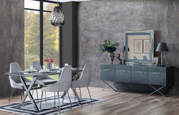 Élégante salle à manger Aménagement Table à manger moderne Enfilade élégante Chaises