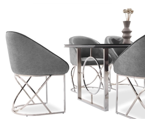Ensemble de salle à manger chaises de table à manger luxe 6x chaises tissu couleur gris mobilier moderne neuf