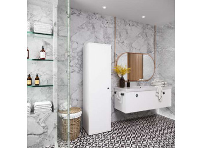 Salle de bain Armoire de salle de bain Design moderne avec étagères Rectangulaire blanc Moderne